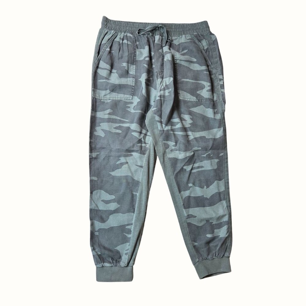 Splendid Gray Camo Jogger Large in Super Soft Linen Blend Fabric with Pockets - Picture 2 of 7
